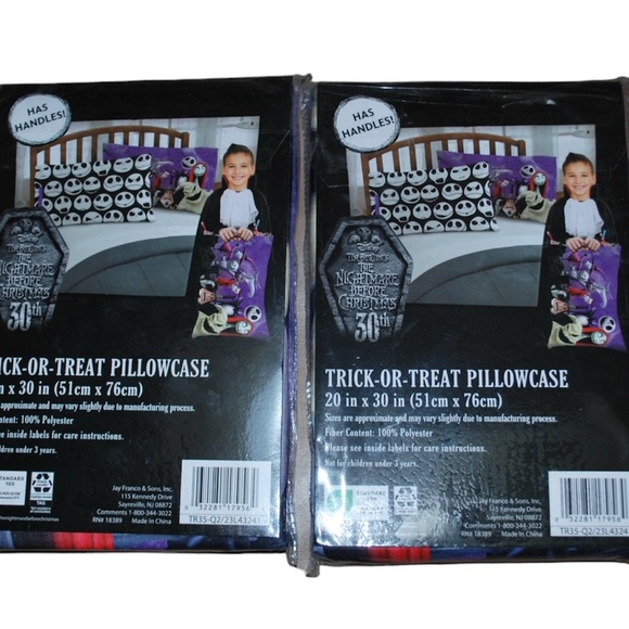 NWT Set of 2 Nightmare Before Christmas Trick or Treat pillow cases with handles - Picture 2 of 2